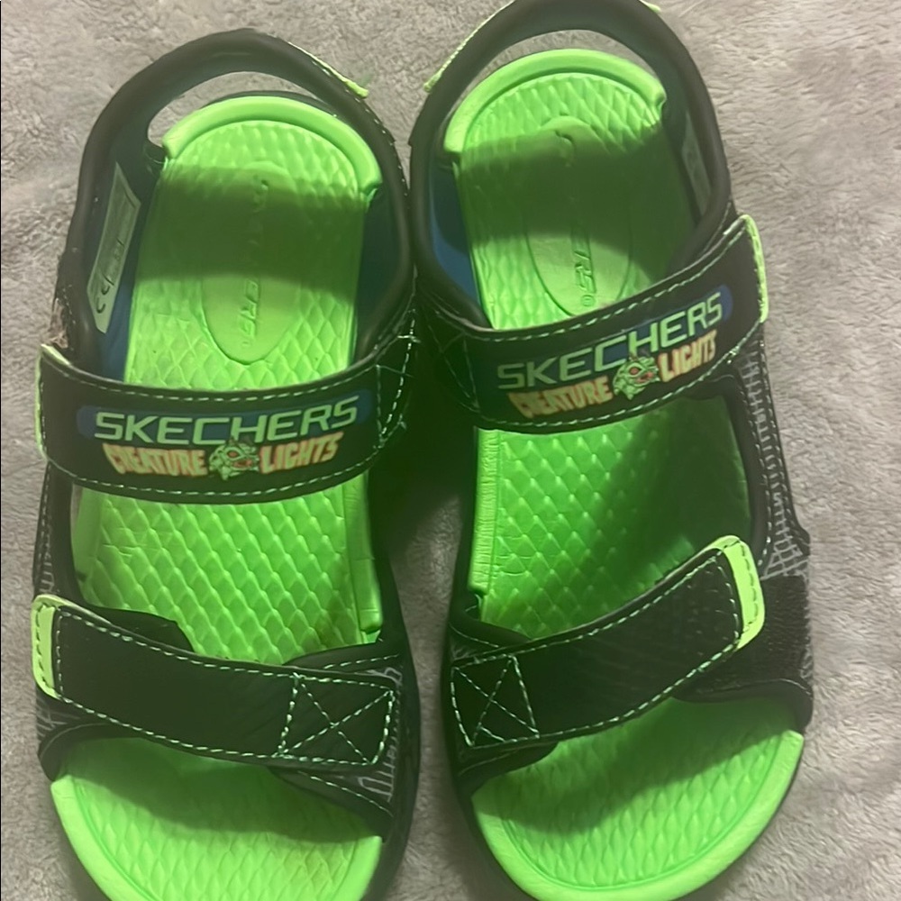 Skechers Kids Adventure Lights Sandals - Black and Green